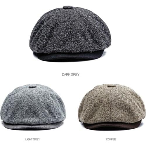Simple Men Solid Color Wool Felt Gatsby Berets Cap Outdoor Cabbie Golf Newsboy Hat