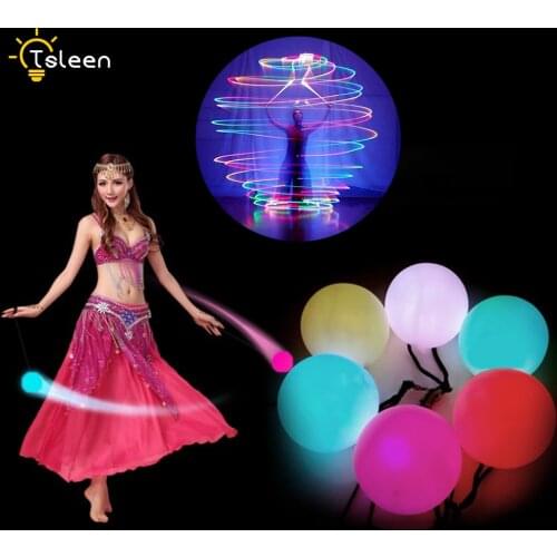1/2/4pcs RGB LED POI Thrown Colorful Balls Professional Belly Dance Level Hand Props Hand Home Party Wedding Stage Accessories