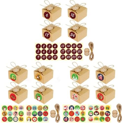 Christmas Candy Gift Bags Box with Christmas Design Reusable Kraft Paper Boxes