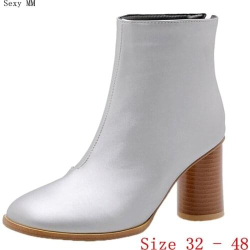 Spring Autumn High Heels Women Ankle Boots High Heel Shoes Woman Short Boots Small Plus Size 32 - 48