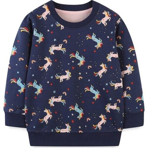 Little Girls Sweatshirts 2021 Autumn Cartoon Unicorn Kids Clothes Cotton Childrens Clothing Girls Garment
