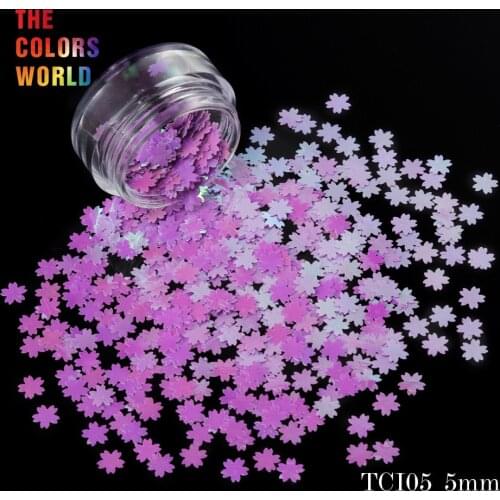 TCT-051 Sakura Cherry Blossom Shape12 Pearlescent Iridescent Colors 5MM Size Glitter Nails Art Decoration Makeup Facepaint DIY