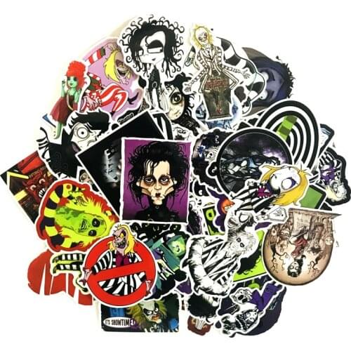 TD ZW 60pcs Tim Burton Edward Scissorhands Stickers For Suitcase Laptop Car Motorcycle Scrapbooking Skateboard Sticker