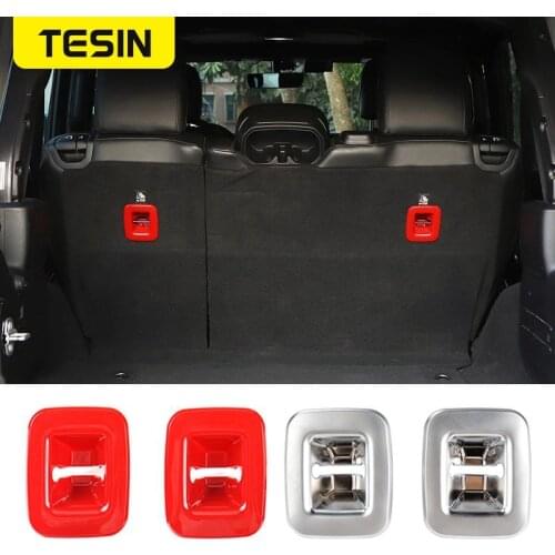 TESIN Styling Molding ABS Car Rear Trunk Hook Decoration Cover Trim Frame Stickers For Jeep Wrangler JL 2018 Up Car Accessories