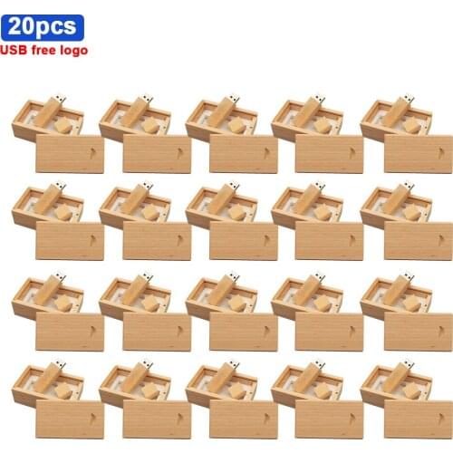 20pcs/lot custom logo Wooden block USB Flash Drive red wood pendrive 4GB 8GB 16GB 32GB 64GB Pen Drive Memory Stick gift