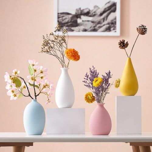 Vase home ceramic vase color flower pot flower basket simulation flower Nordic decorative room decoration Ornaments Gift
