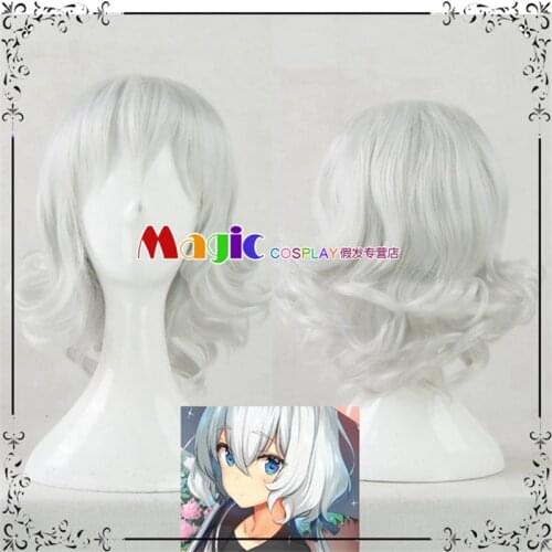 Anime ZOMBIE LAND SAGA Junko Konno Cosplay Wig 30cm Silvery White Junko Wavy Wig + Wig Cap