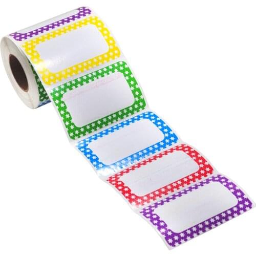 Colorful Plain Name Tag Labels - 500 Stickers/1 Roll - 3 1/2 X 2 1/4-1 inch