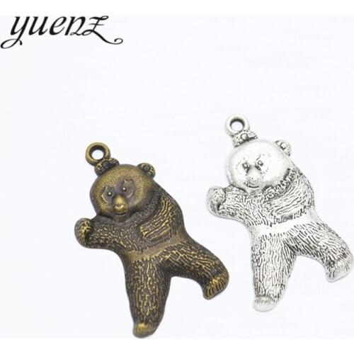 YuenZ 10 pcs Antique Silver color Bear Charms Metal Pendants Fit Jewelry Making Necklace Bracelets 36*20mm D9243