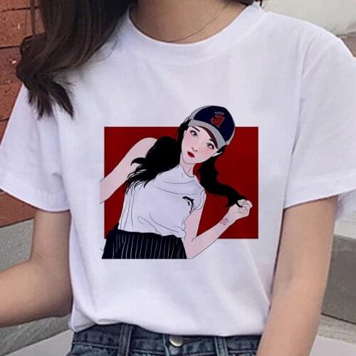 Women T-shirt Cute Beauty Girl Printed Harajuku Tshirt Short Sleeve T-shirts Women Fashion Casual T Shirt Female Clothing Tops