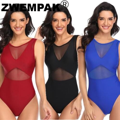 Womens One Piece Swimsuit Retro Mesh Swimwear High Cut Swimming Suits High Waisted Monokini Vintage Bodysuit Female Beach Wear