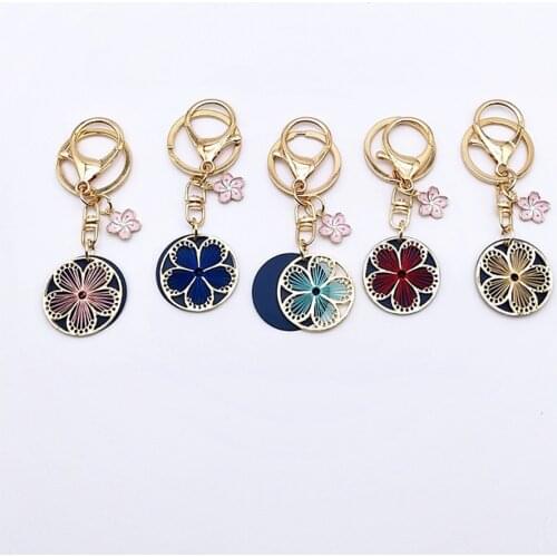 Vintage Court Cherry Flower KeyChains for Women Key Holder Keyfob Car Keys Pendant Bag Backpack Decor Keyring for Airpods Gifts