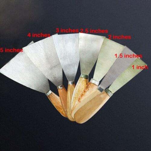 1" 1.5" 2" 2.5" 3" 4" 5"Putty Knife Scraper Blade Scraper Shovel Carbon Steel Wooden Handle Wall Plastering Knife Hand Tools New
