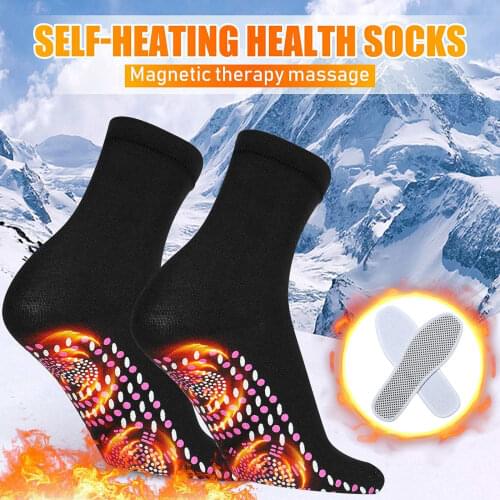 1 Pair Self-heating Magnetic Therapy Shoes Insole Foots Cushion Pads + 1 Pair Socks for Men Women Foot Care Massage