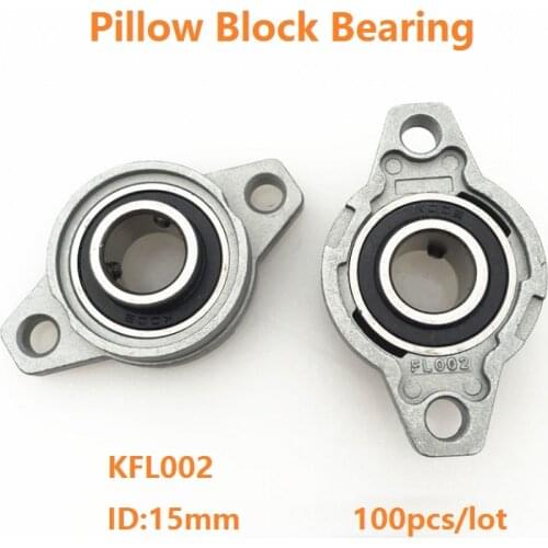 100pcs/lot KFL002 15mm FL002 Flange Pillow Block Bearing bracket For CNC Bore Diameter Zinc Alloy Bearing Units