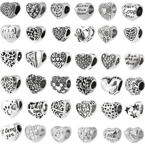 2Pcs 45 Styles Special Offer Love Heart BEST MOM Charms Beads fit original Brand Bracelet for Women Lover Fashion Jewelry Making