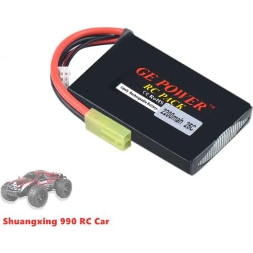 2S 7.4V 2200mah Lipo Battery 25C T Plug Connector for Shuangxing 990 1/10 RC Drift Car 2.4G 4WD Off-road Vehicle Crawler Truck
