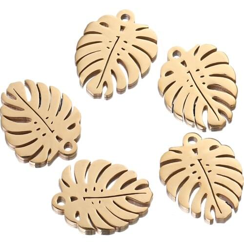 5pcs/lot Leaf Stainless Steel Decoration Pendant Connectors Bohemia Handmade Charm DIY Earrings Jewelry Making Bulk Wholesale
