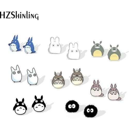 2019 New My Neighbor Totoro Acrylic Earring Cute Totoro Plastic Earring Anime Epoxy Resin Stud Earrings