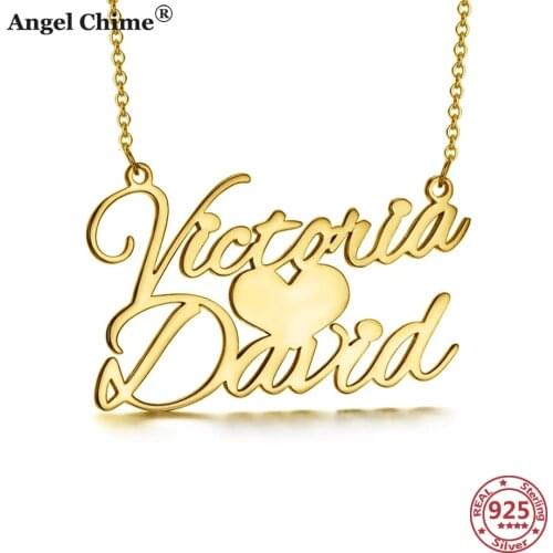 Angel Chime Customize Name Necklace 925 Sterling Silver DIY Name Necklace Pendant Personalized Letter Necklace Moms Gift Jewelry
