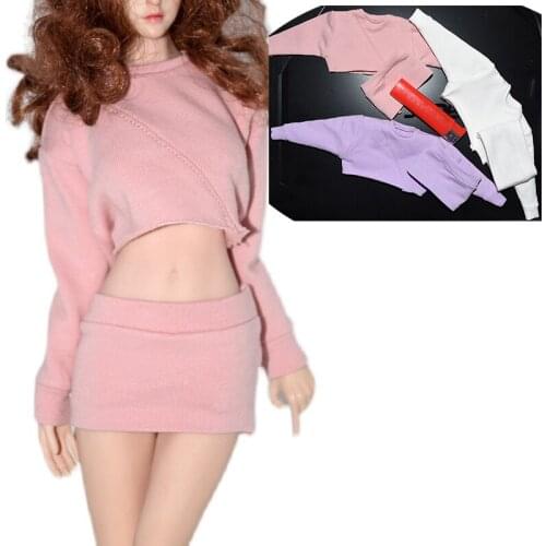 3 Colors 1/6 Scale Sexy Female Action Figure Casual Sweater Short Top Sportswear Accessory Model Accessory for 12 inches Body