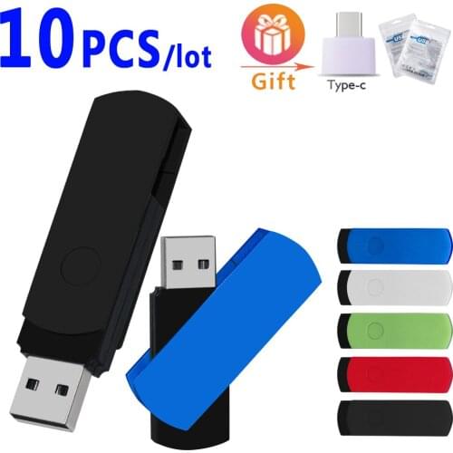 10pcs/lot Pendrive 32GB 64GB 128G USB Flash Drive Folding Swivel 16GB Metal Rotating U disk Flash Disk Storage for Computer