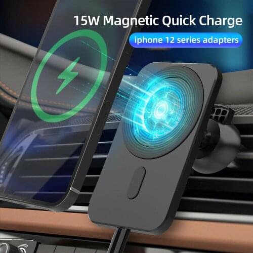 ILEPO 15W Car Magnetic Wireless Fast Charger Mount Holder For iPhone 12 Pro Max/Mini Mobile Phone Charging Stand