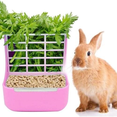 Rabbit Food Feeder Small Animal Supplies 2 in 1 Pet Rabbit Hay Food Feeder Grass Shelf Bowl Dispenser Storage Container hot