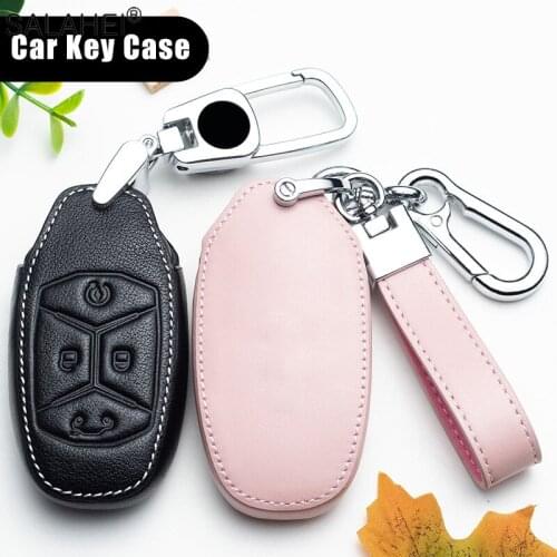 Leather Car Key Full Case Cover Protection For Lynk 4 Buttons Keyless Remote Fob Cover Bag High Quality Auto Interior Accessory