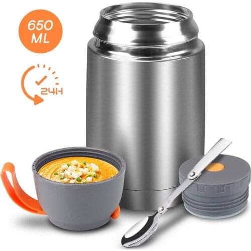 Creative Portable Stainless Steel Smoldering Pot Vacuum Insulation Soup Braised Cup with Spoon