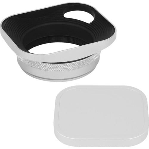 Haoge Square Metal Lens Hood Hollow Out Designed with 49mm Adapter Ring+Cap for Fuji FinePix X100 X100S X100T X70 X100F X100V