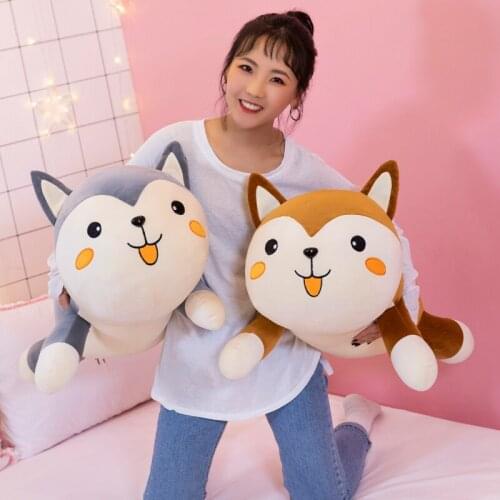 Lovely husky dog plush toy cartoon prone dog very soft doll throw pillow decoration birthday gift h0759