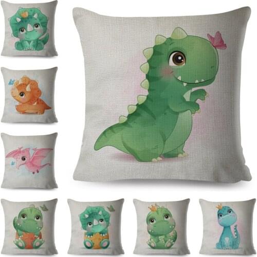 Cute Cartoon Jurassic Dinosaur Cushion Cover for Children Room Sofa Home Car Decor Lovely Animal Pillow Case Linen Pillowcase