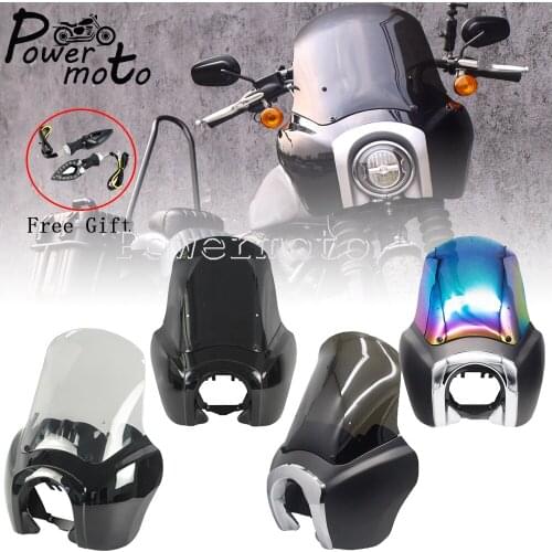 Motorcycle Black Iridium Headlight Fairing Windscreen Cowl Mask Cover for Harley Softail Street Bob FXBB Standard FXST 2018-2021