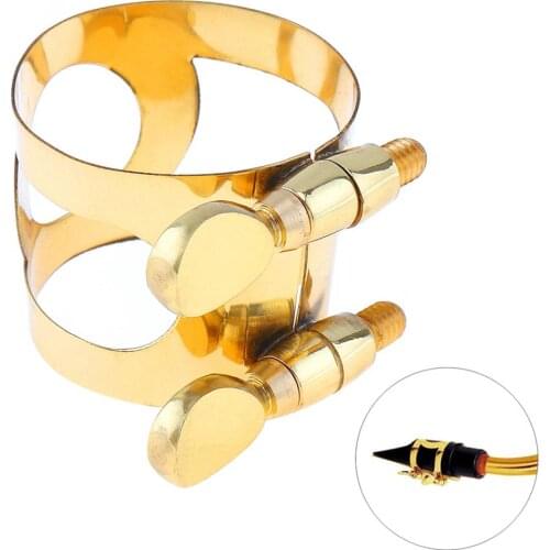 Alto Saxophone Mouthpiece Delicate Ligature Gold-plated Brass Ligature Fastener for Rubber Alto Saxophone