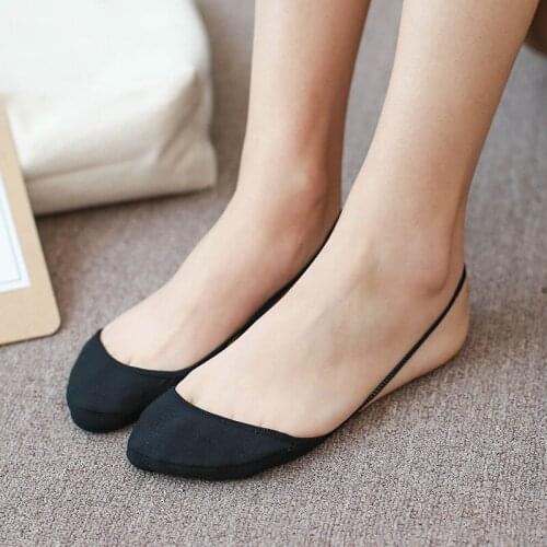 Ladies Cross Strap Half Sole Socks Summer Thin Breathable Cotton Sock Non-Slip High Heels Solid Color Invisible Boat Socks