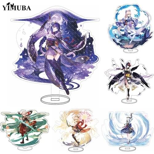 Newly Anime Genshin Impact Game Character Acrylic Stand Model Plate Raiden Shogun Baal Sangonomiya Kokomi Keychain Desktop Decor