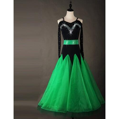 New Modern Dance Dress Sling Long Sleeve Ballroom Dancing Skirt Adult Waltz/Tango/Foxtrot Performance Competition Dress DQL2989