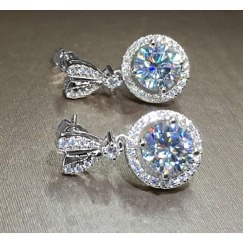 New Trendy Stud With Big Round CZ Pendent Women Drop Earrings Graceful Girl Accessories Fashion Jewelry