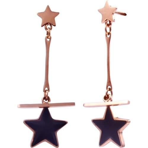 OUFEI Wholesale Drop Earrings Stainless Steel Rose Gold Earrings For Women Black Star Errings Gifts For Women Fashion Jewelry