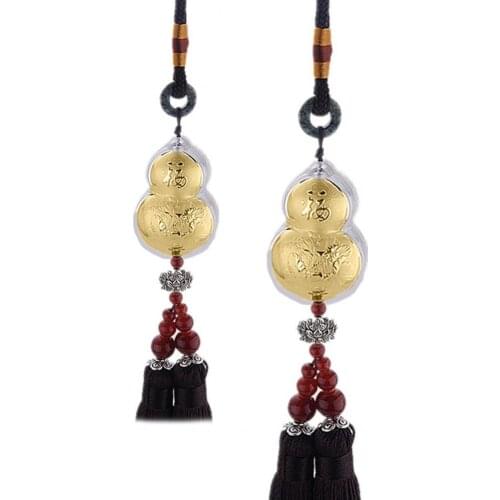 Gourd Pendant Vintage Chinese Style Black Tassel Car Lucky Hanging Ornament
