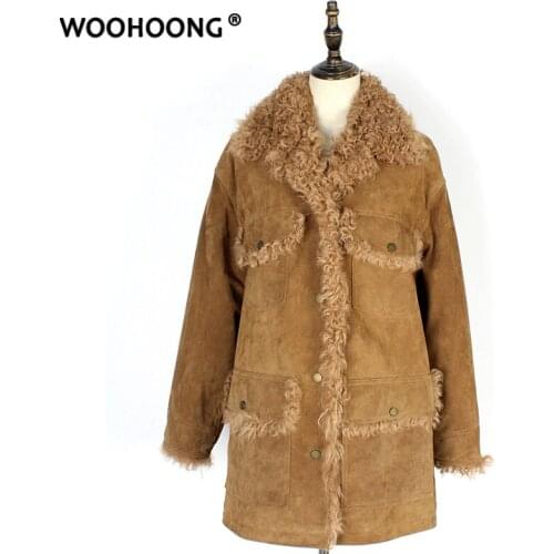 Wool Outerwear Double-Faced Fur Winter Clothes New Real Fur Coat Woman Retro Tooling Style Fashion Streetwear