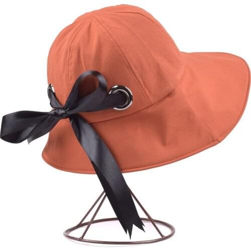 Spring Summer Fisherman Hat Japanese Bowknot Sunscreen Cap Women Cotton Bucket Hats Female Summer Outdoor Sunshade Caps H7372