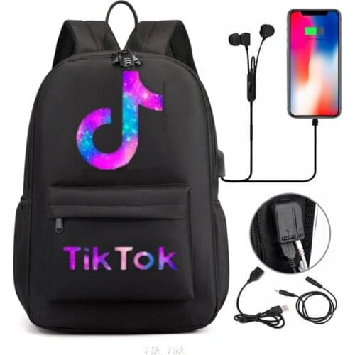 TIK TOK USB Charge Backpacks Capacity School Bag for Teenagers Girls Travel Bagpack Laptop Rucksack Bookbag Mochilas