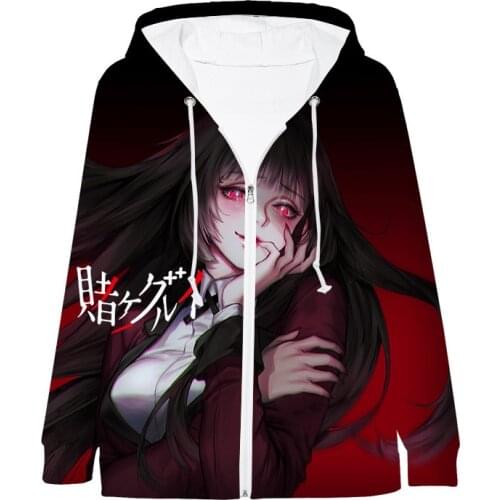 Zipper Hoodies Kakegurui Anime Cosplay Hooded Loose Men Women Oversized 4XL Pullovers Sweatshirt Streetwear Top 2021 New