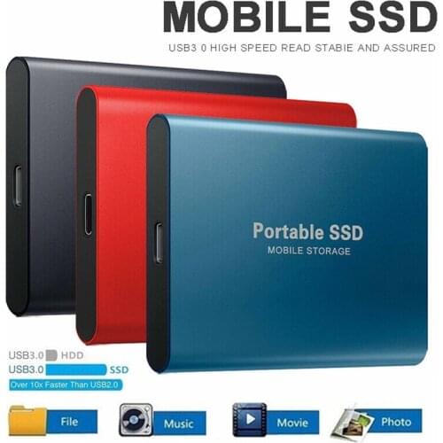 1TB 2TB Type-C USB3.0 External SSD Solid State Drives Portable Mobile Hard Drive