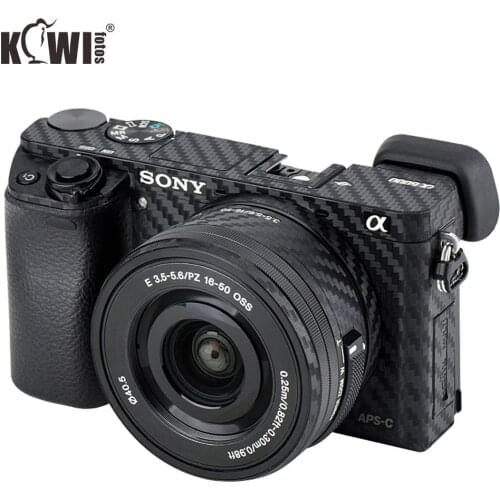 KIWIFOTOS Camera Body Cover Carbon Fiber Film Kit For Sony A6000 +16-50mm Lens Skin Anti-Scratch Anti-Slide Cameras 3M Stickers