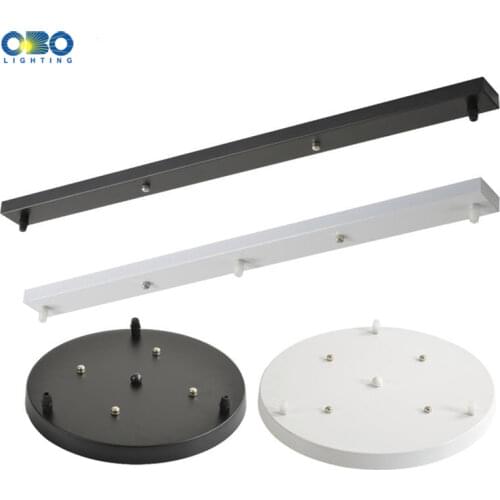 Ceiling Plate Black/White Iron Pendant Lamp Bases DIY 2/3/4/5 holes 25cm/30cm/40cm/50cm Straight/Round Ceiling Base