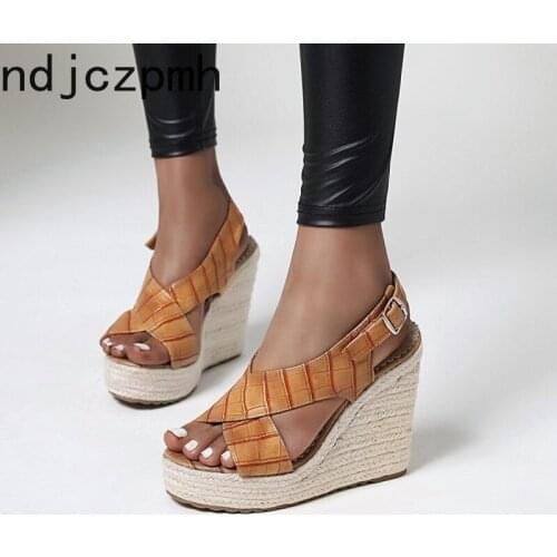 Womens Sandals New summer fashion Sexy Open toe Buckle Wedge heel High heel Comfortable Non-slip Womens shoes plus size 34-43