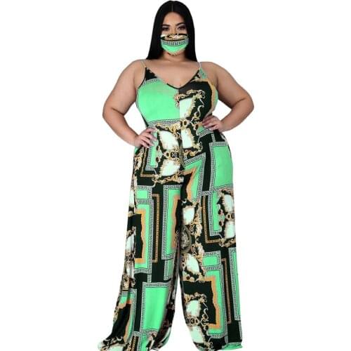 2021 Best Quality Fashion Design Women Jumpsuit Sling V Neck Large Size